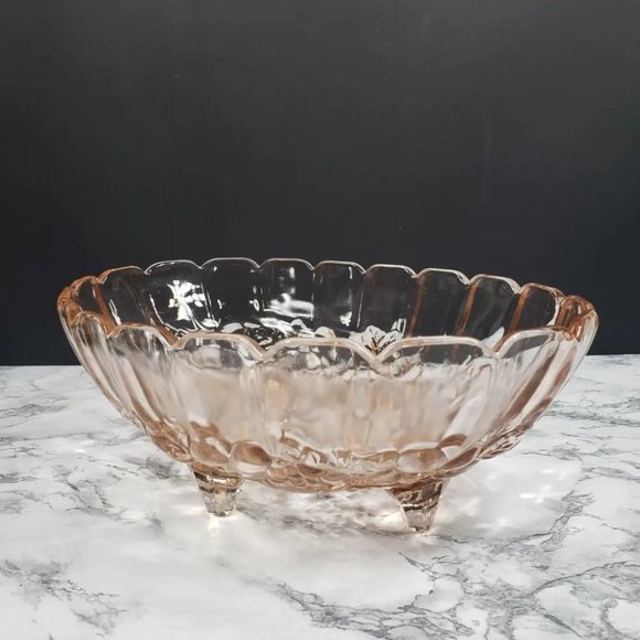 Indiana Glass Garland Pink Fruit Centerpiece Bowl Vintage - Picture 5 of 9